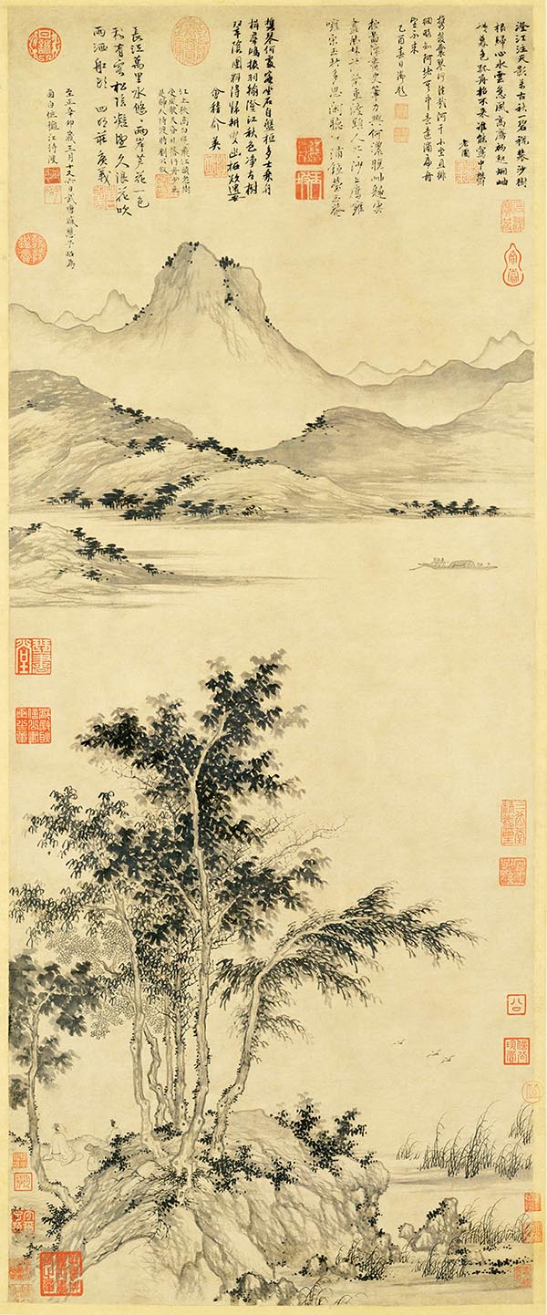 元 盛懋 秋江待渡图