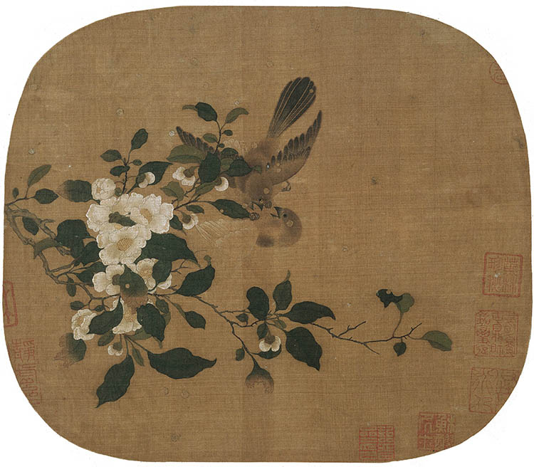 南宋 佚名 争禽图 工笔画 宋人小品