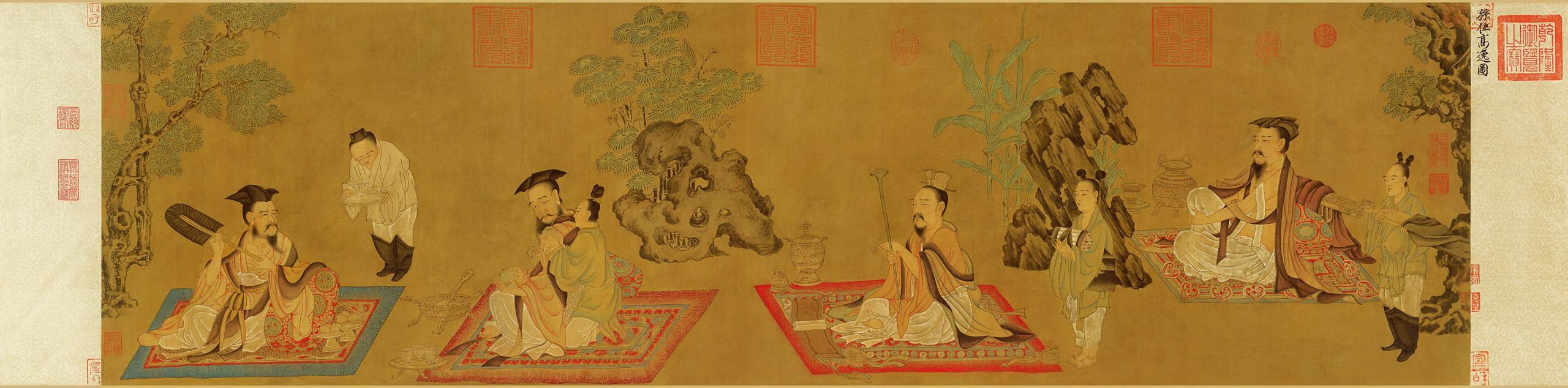 唐 孙位 高逸图 国画人物竹林七贤图