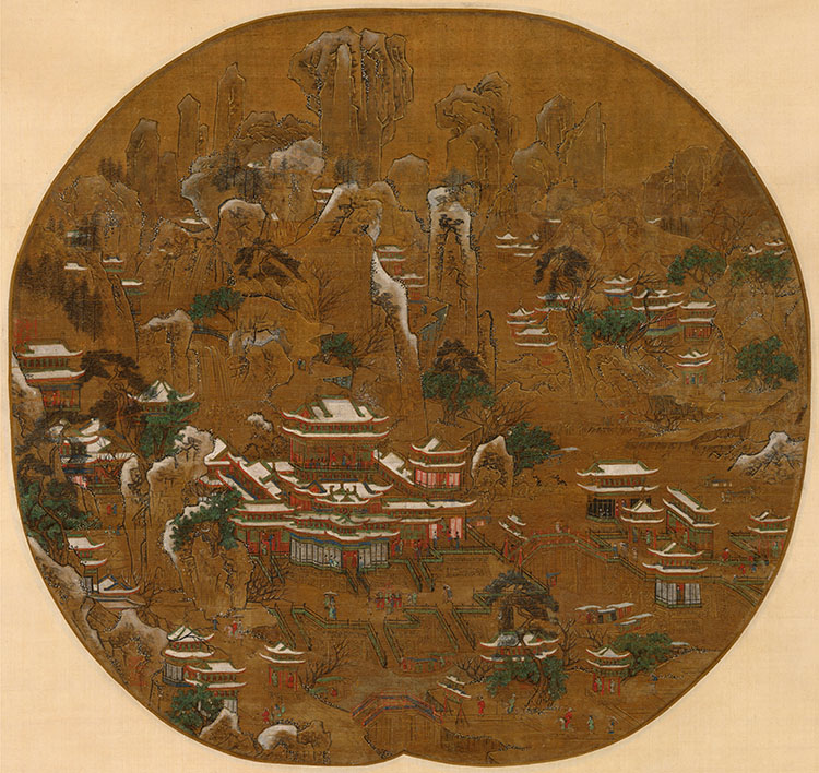 唐 李思训 京畿瑞雪图纨扇