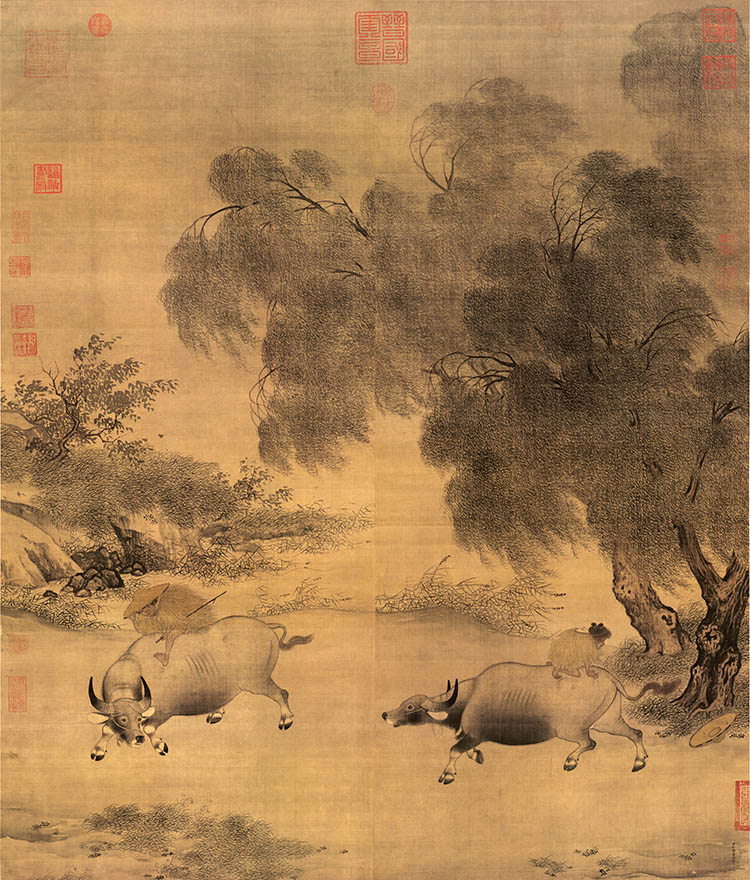 宋 李迪 风雨牧归图