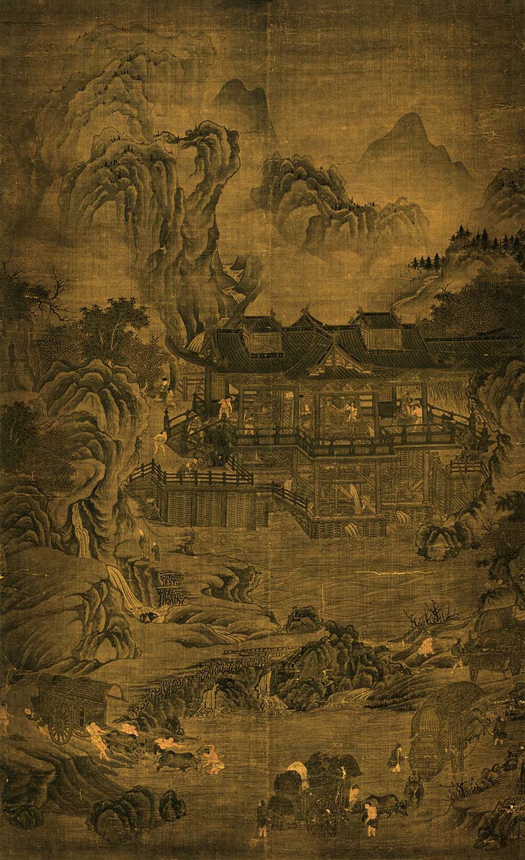 元代 佚名 山溪水磨图(民物熙乐图轴)