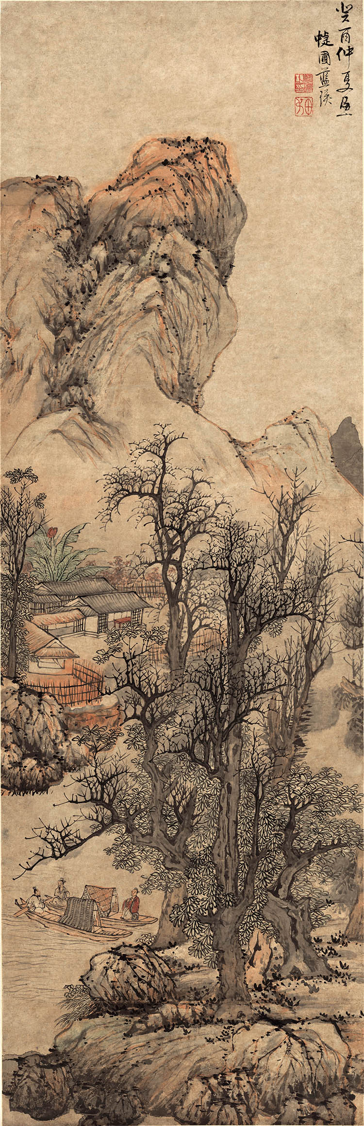 明 蓝瑛 秋山渔隐图轴