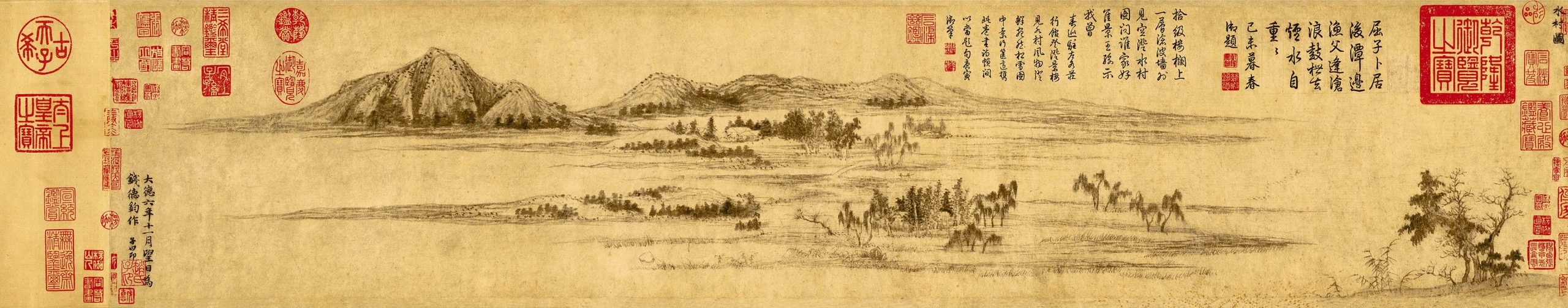 元 赵孟頫 水村图 国画山水