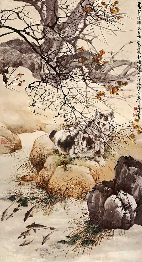 清 程璋 双猫