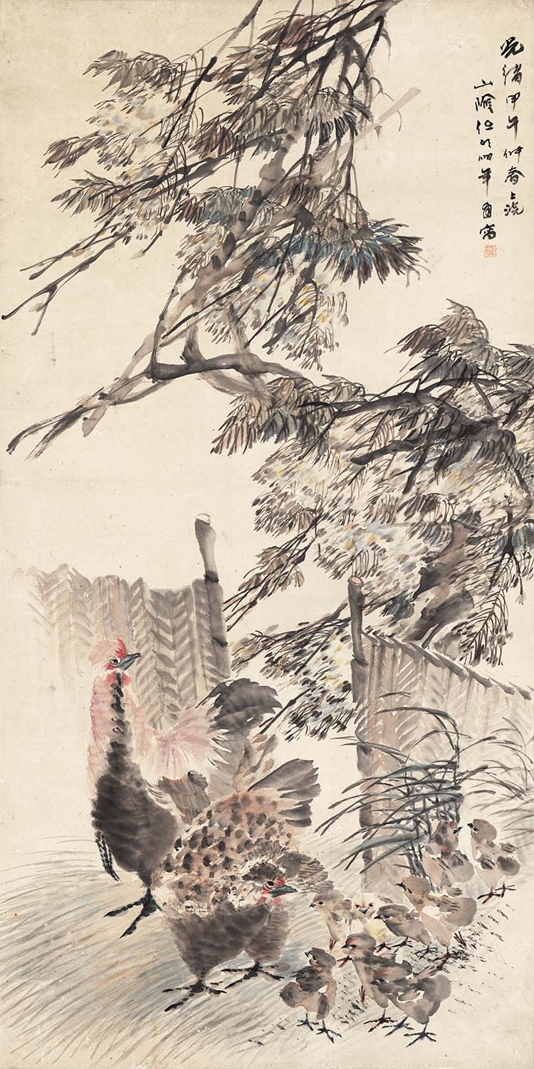 清 任伯年 群鸡紫绶图 天津博物馆藏