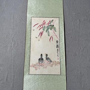 纯手绘娄师白小鸭子国画花鸟画中式玄关装饰画竖版名家字画客厅走廊挂画