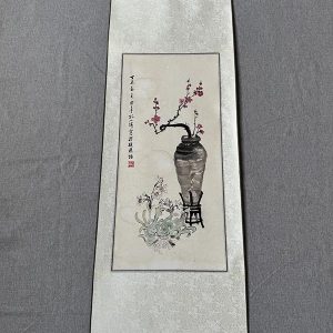 纯手绘孔晓瑜款清供图博古梅花水仙国画花鸟卷轴画家居装饰画书房玄关挂画