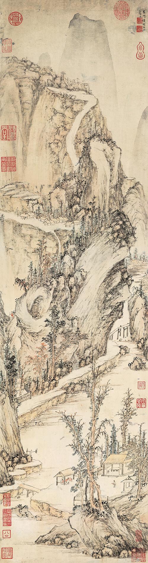 明 侯懋功 山村清话图