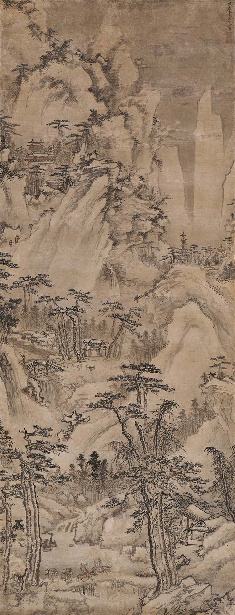 明 戴文进 雪山旅行图 高清图下载