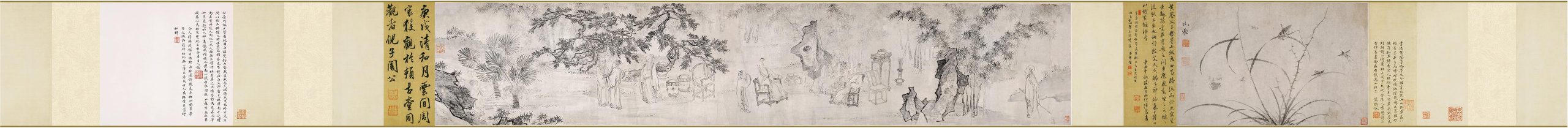 明 杜大成花卉草虫图 杜堇竹林七贤图