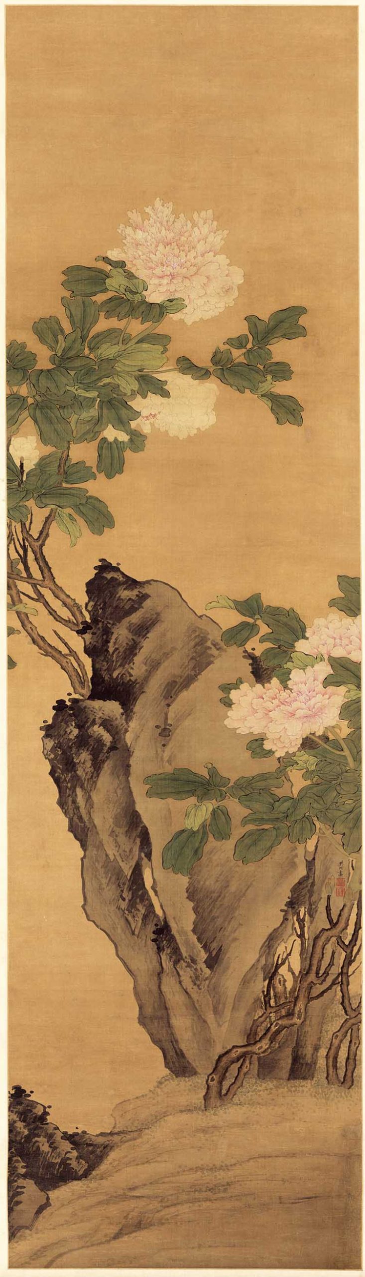 明 樊圻 设色牡丹轴