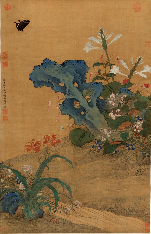 明 汪中 秋花蛱蝶图