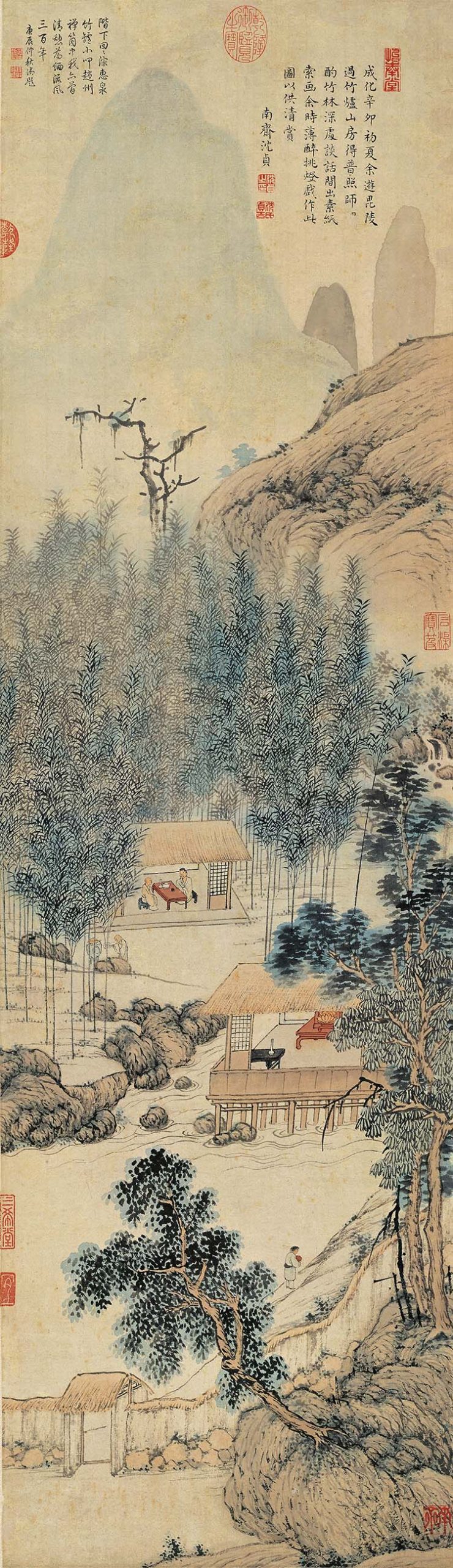 明 沈贞 竹炉山房图轴