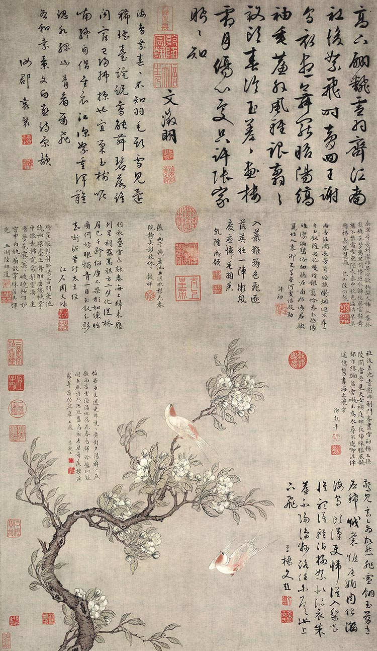 明 陆治 梨花 双燕图 高清图下载