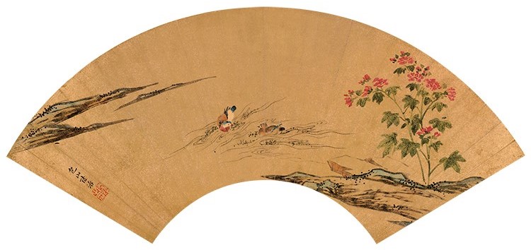 明 陆治-花鸟扇面