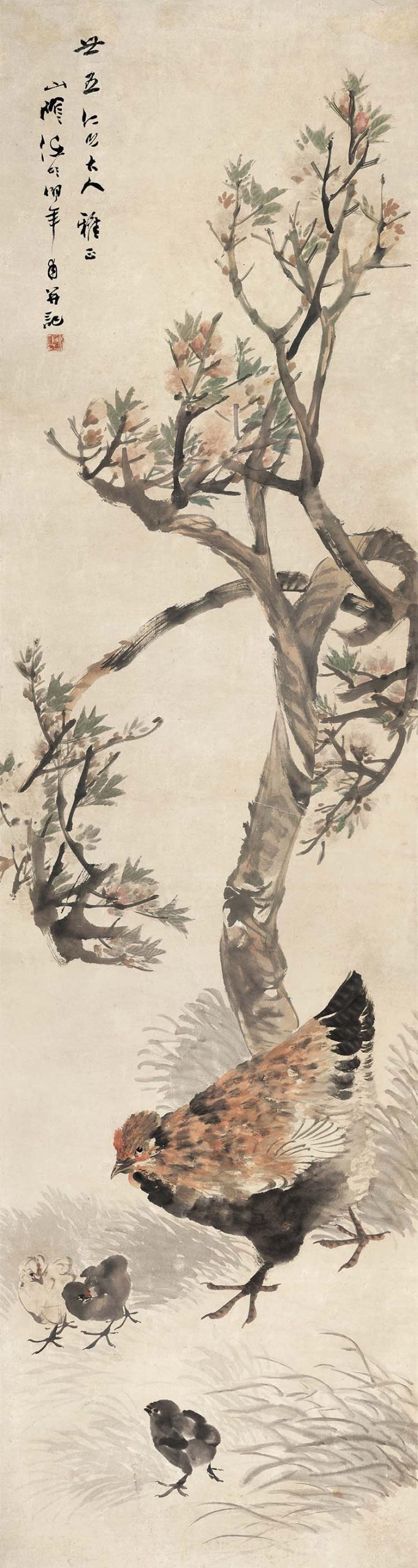 清 任伯年 母子平安图 纸本