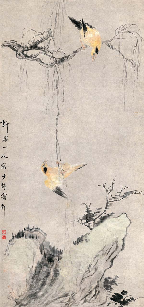 清 华嵒 黄鹂垂柳图