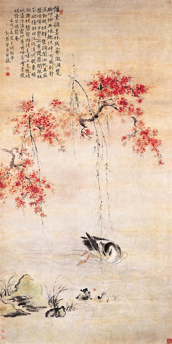 清 华嵒华岩 桃潭浴鸭图 北京故宫博物院藏