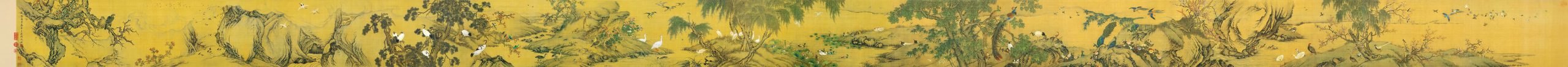 清 沈铨 百鸟朝凤长卷 古画高清图下载