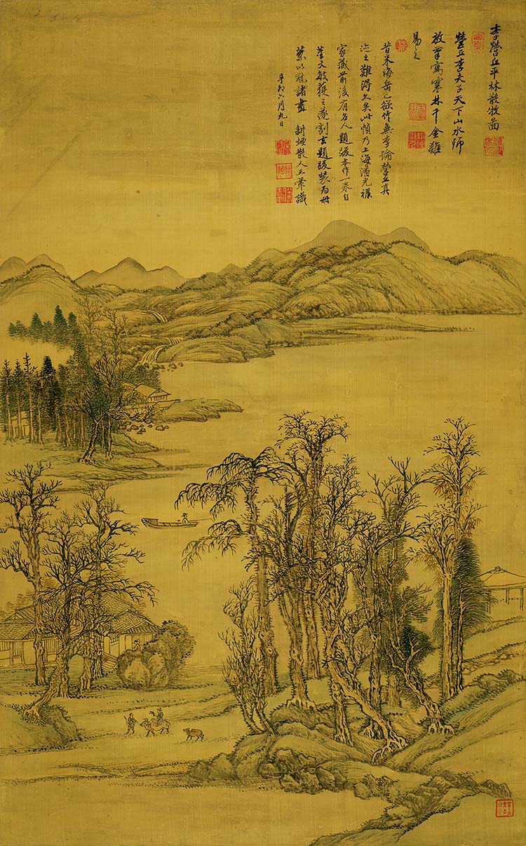 清 王翚 仿古四季山水图李营丘平林散牧