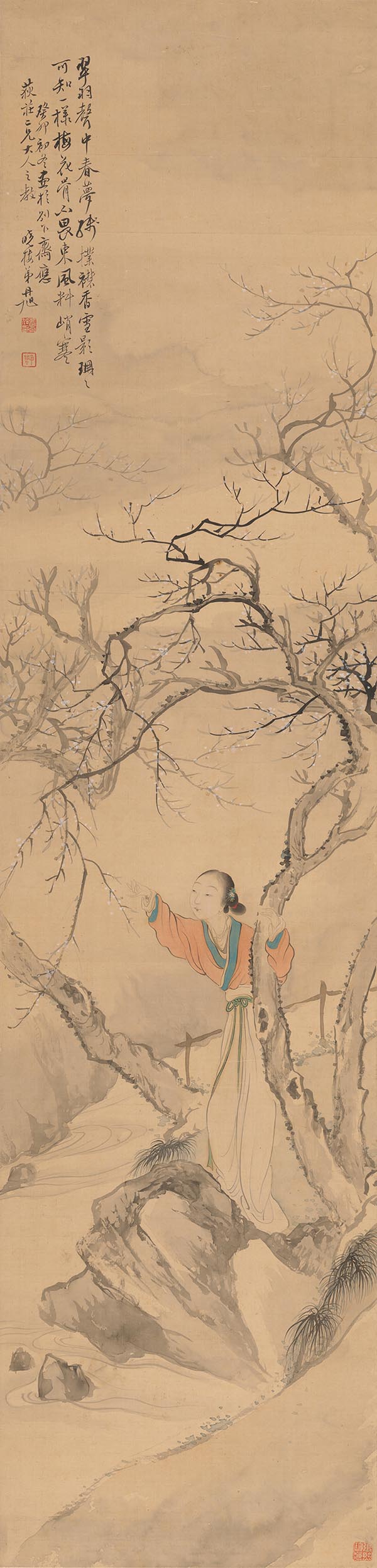 清 费丹旭 探梅仕女图