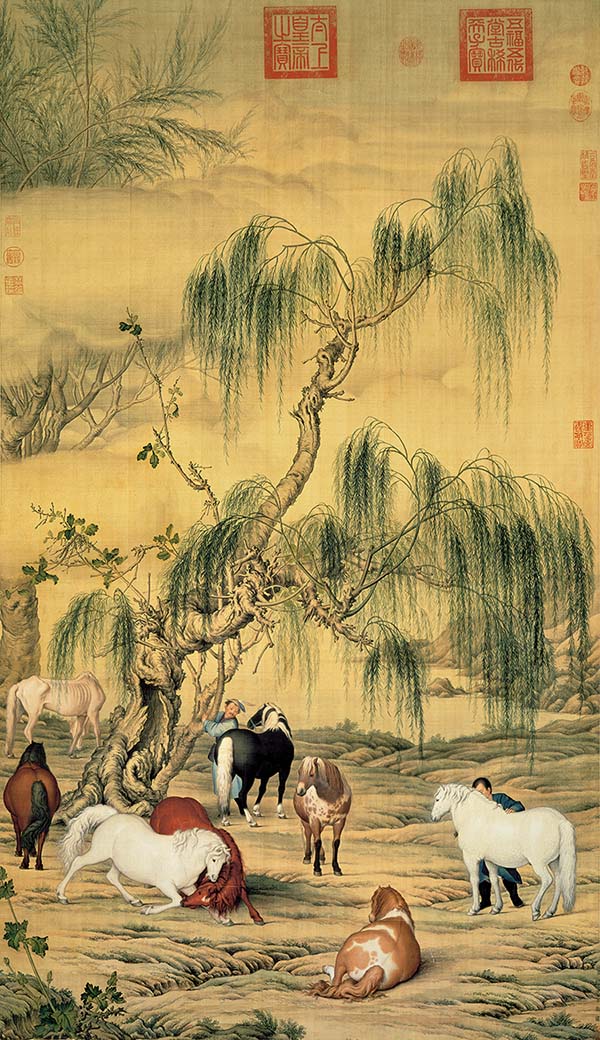 清 郎世宁 八骏图 高清图免费下载