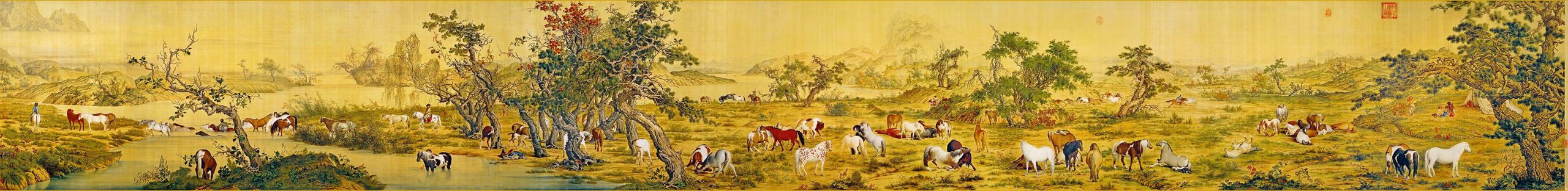 清 郎世宁 百骏图 古画高清图下载