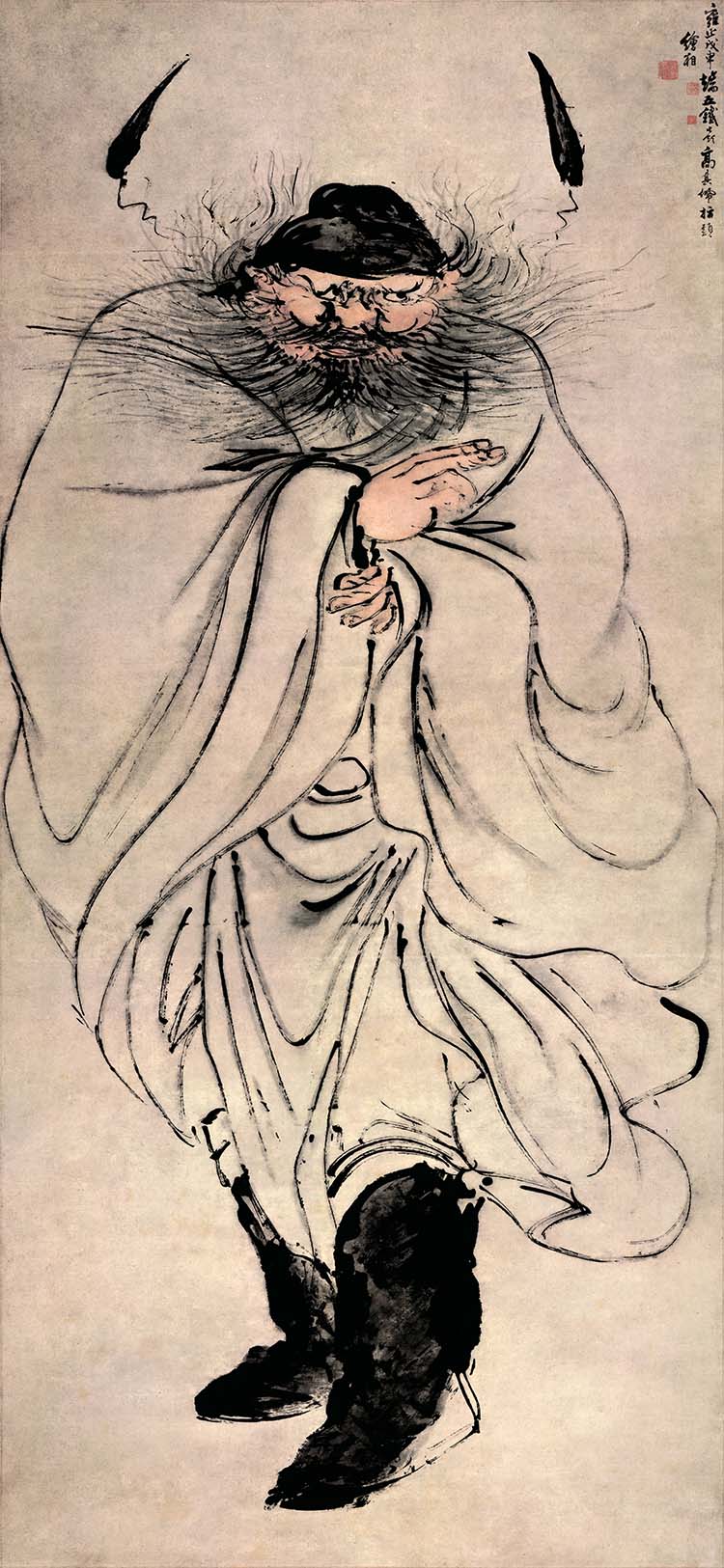 清 高其佩 指画怒容钟馗图