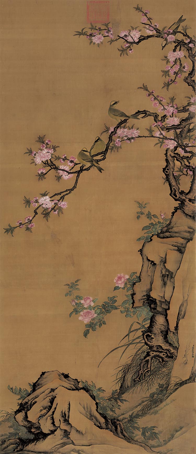 清 高其佩 桃花白头图