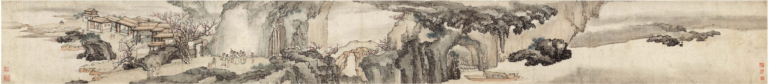 清 黄慎 山水人物桃花源书画合璧手卷