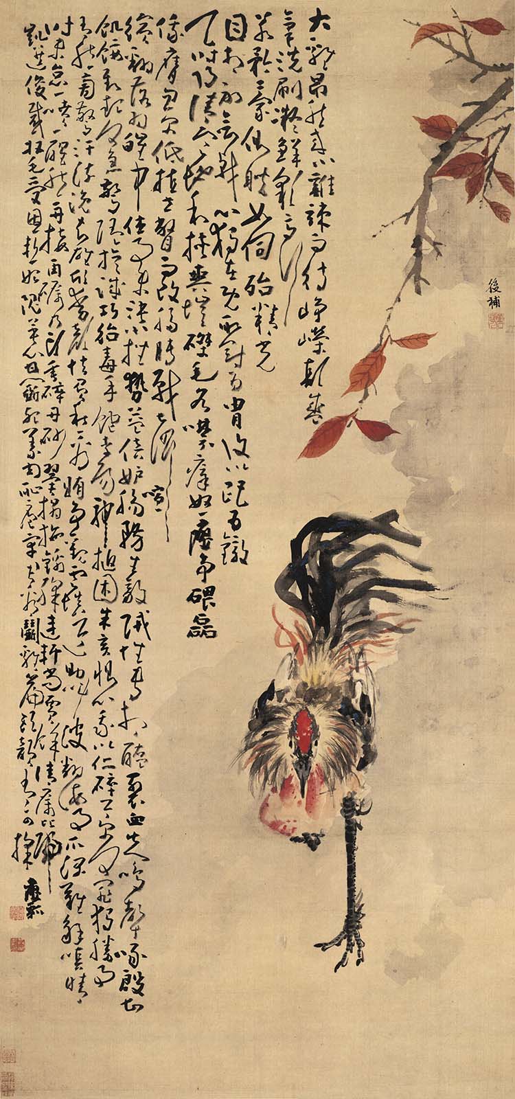 清 黄慎 雄鸡图轴