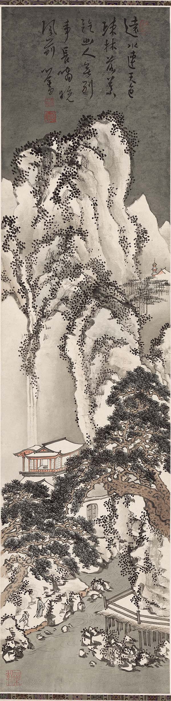 溥儒 远水疏林图