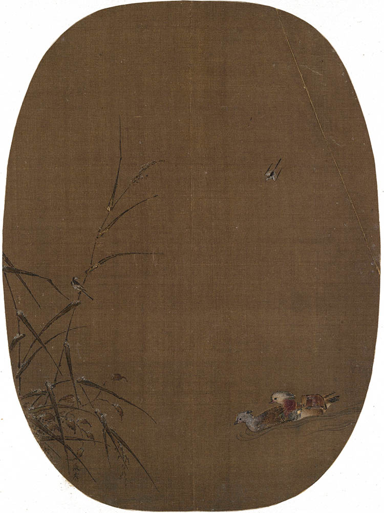 宋 张茂 鸳鸯图纨扇 高清图下载