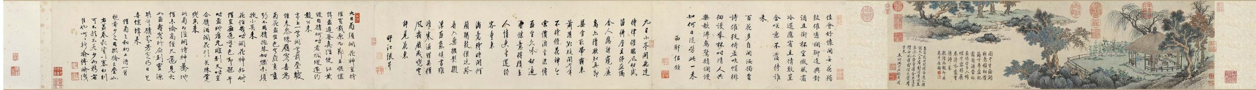 明 沈周 盆菊幽赏图卷全图高清图