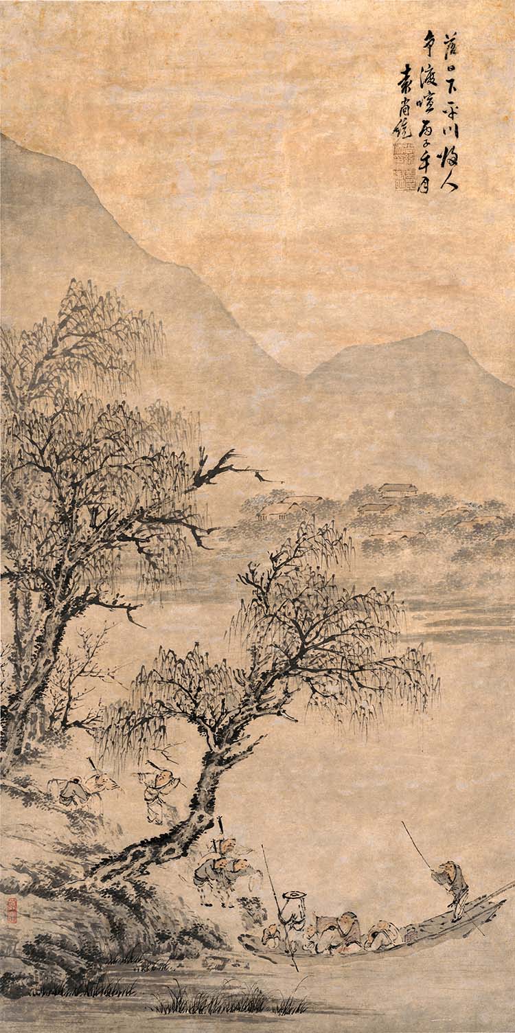 明 袁尚统 归人争渡图 高清图下载