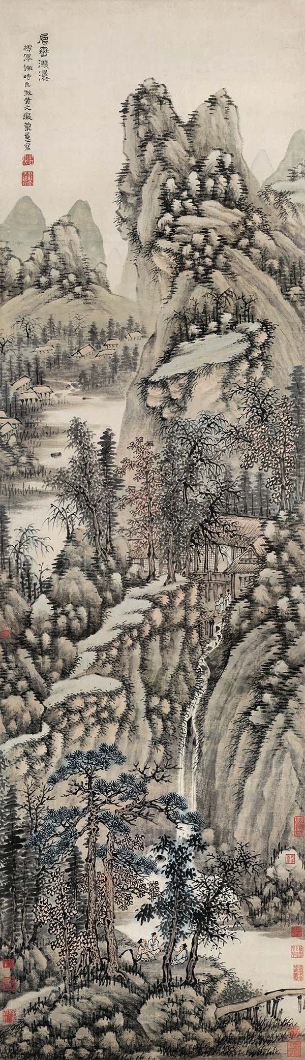 明 谢时臣 层峦溅瀑图 高清图下载