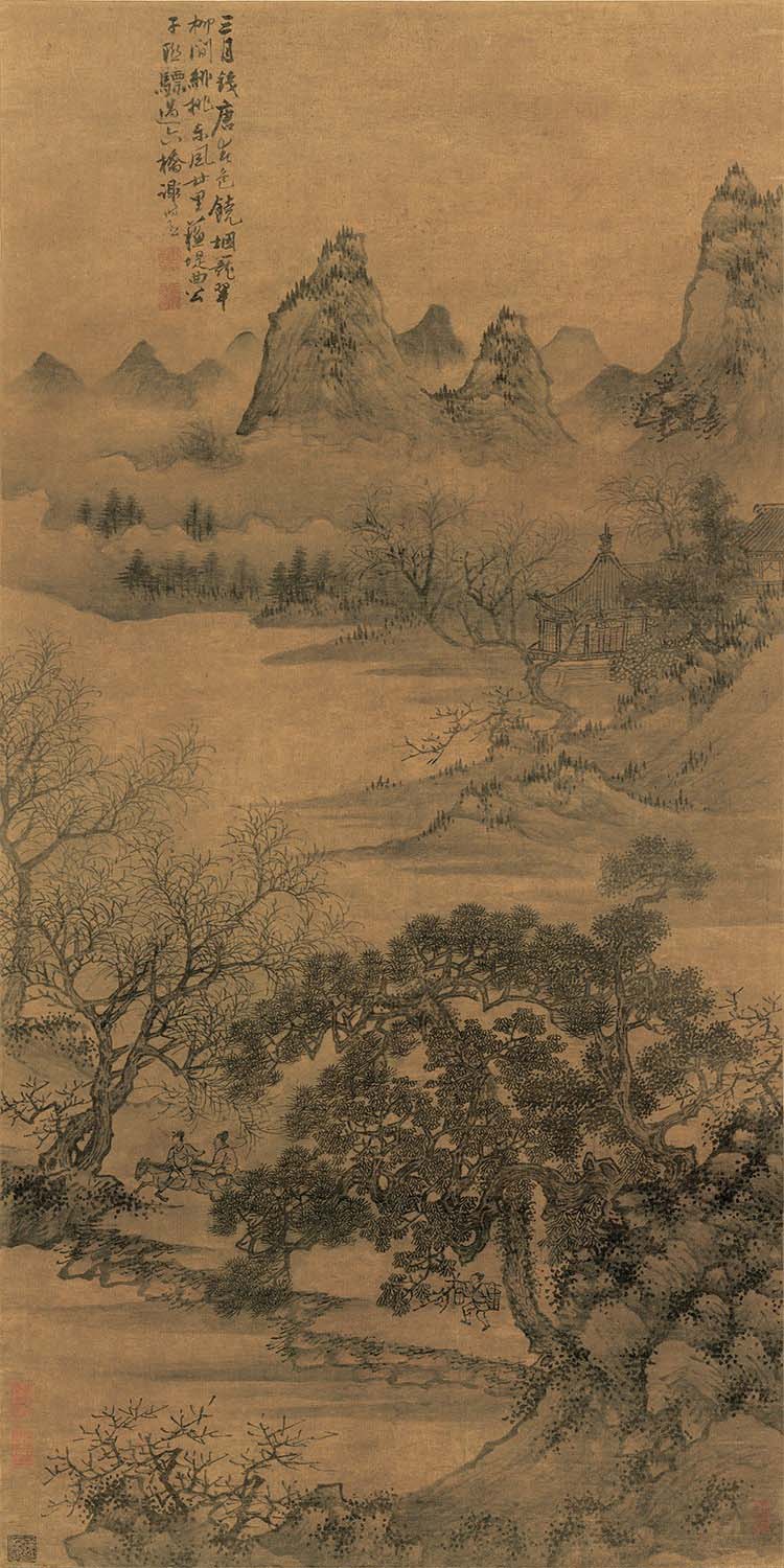 明 谢时臣 苏堤联骠图 高清图下载