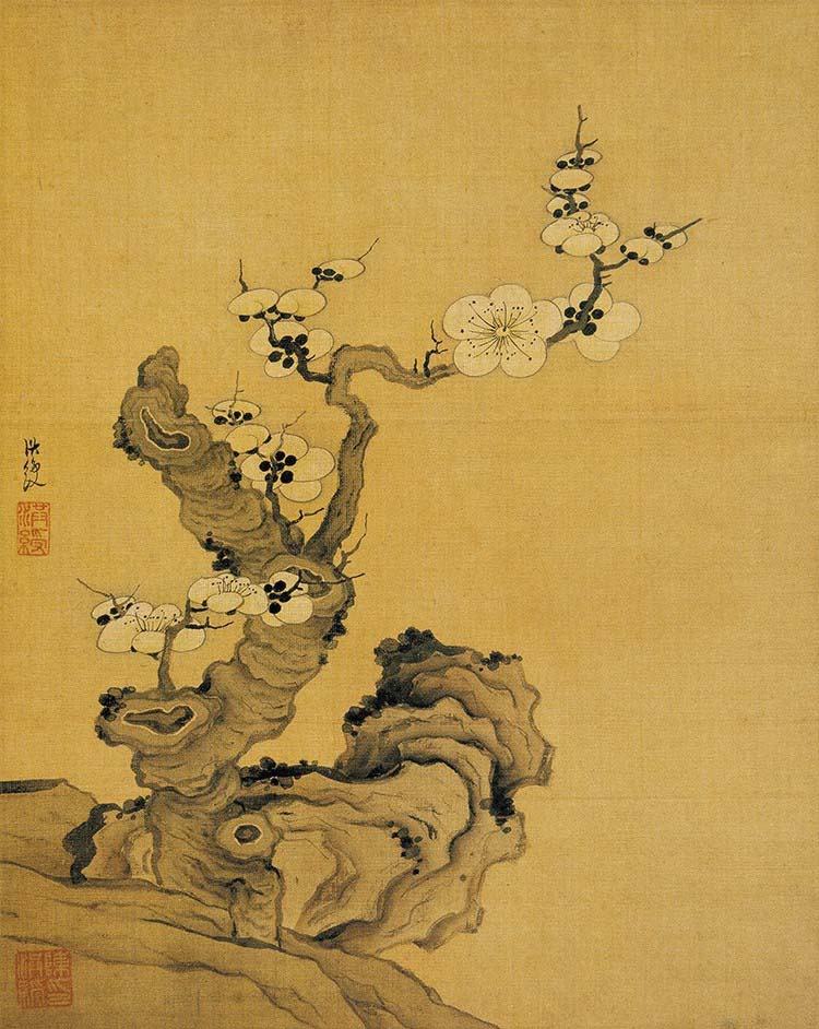 明代 陈洪绶 陈老莲 花鸟册11梅花 高清图下载