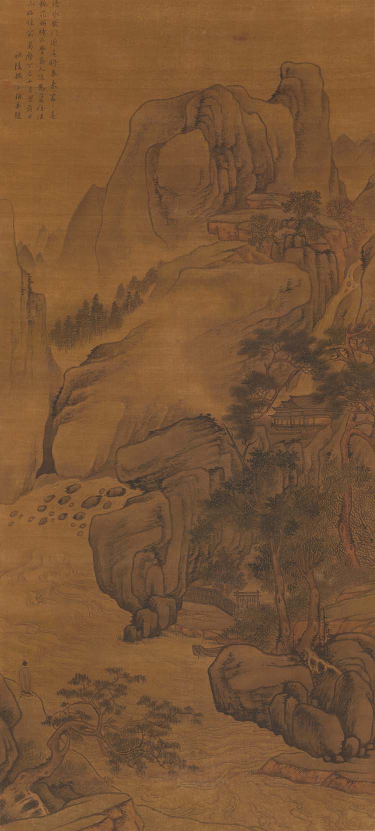 明 魏之璜 春山奔泉图