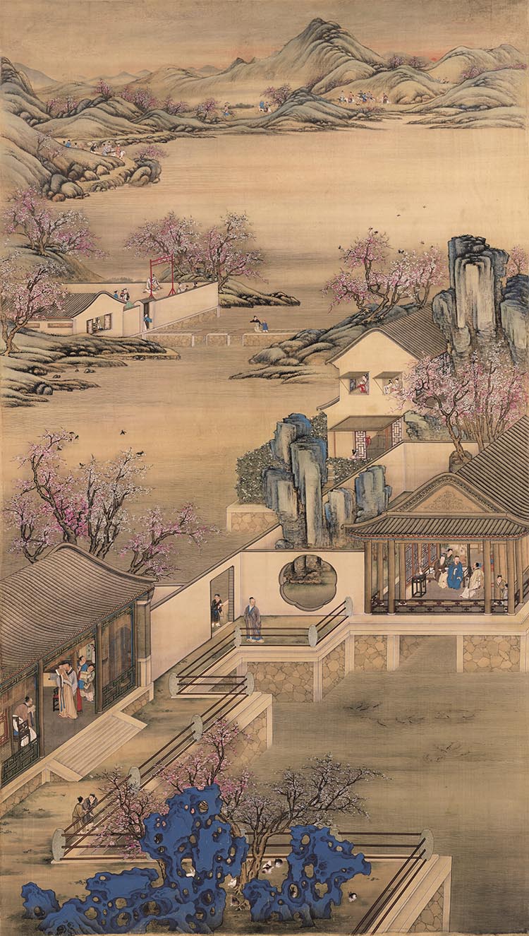 清 郎世宁 雍正十二月行乐图 二月踏青