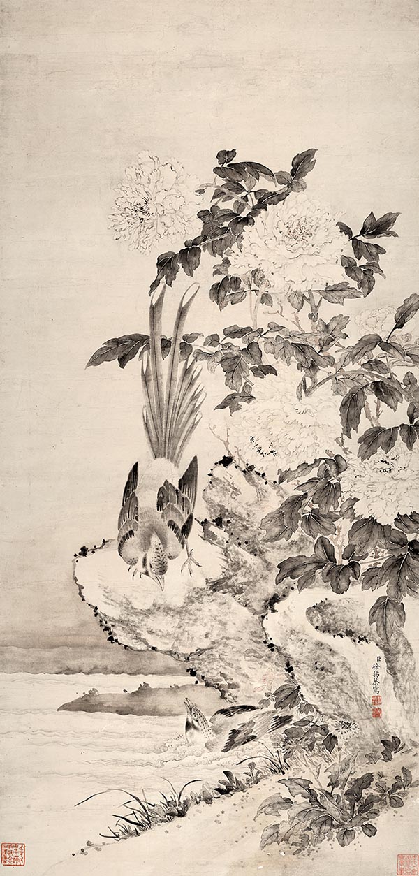 清 徐扬 牡丹山鹧图 高清图下载