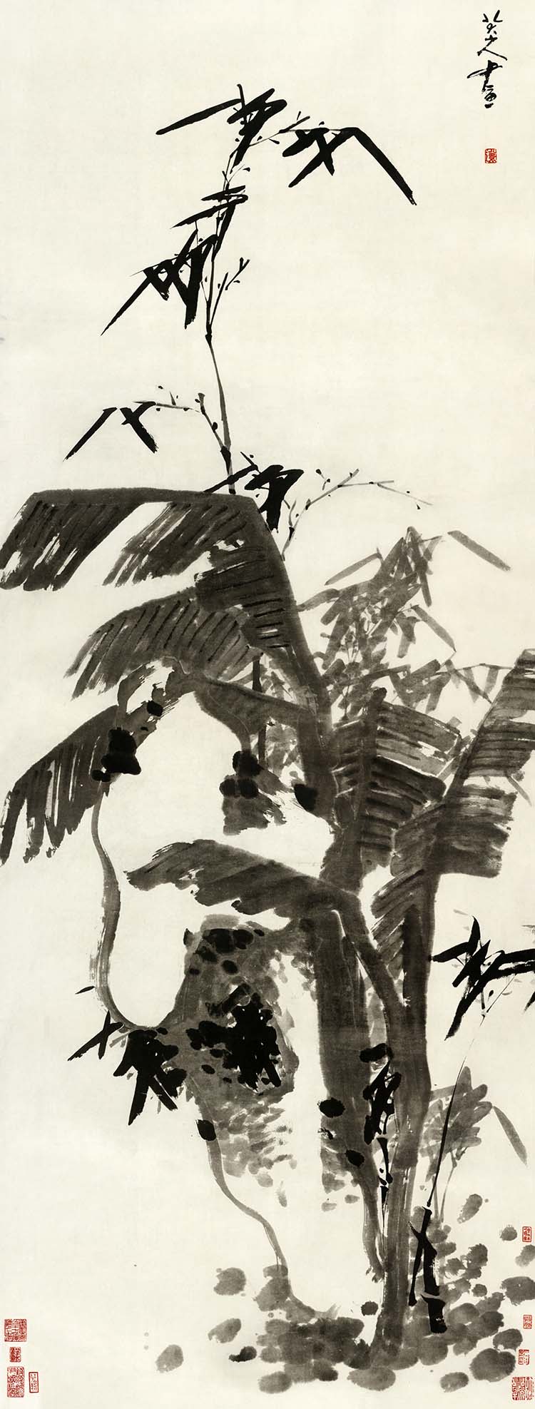 清 朱耷八大山人 芭蕉竹石图