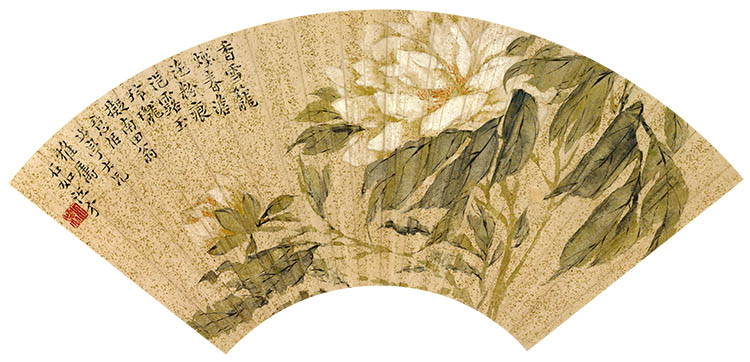 清 江介 花卉扇面