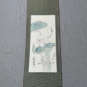 溥儒荷花蜻蜓 客厅装饰书房玄关民宿挂画名家字画中国风卷轴画