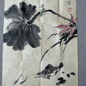 王雪涛 荷塘小趣 荷花鳜鱼纯手绘名家字画收藏装饰客厅书房国画花鸟画