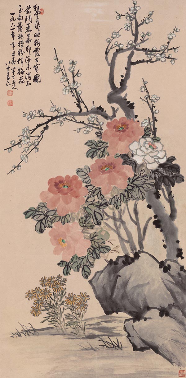 陈半丁 牡丹梅花 高清图下载