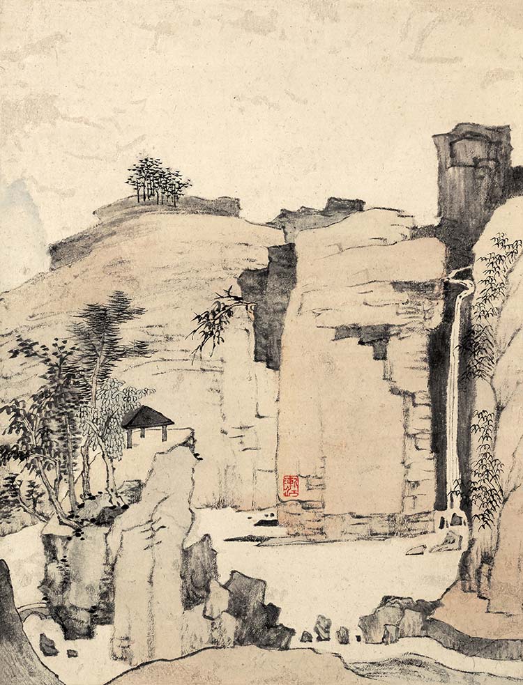 清代 弘仁 山水八开册页02 高清图下载