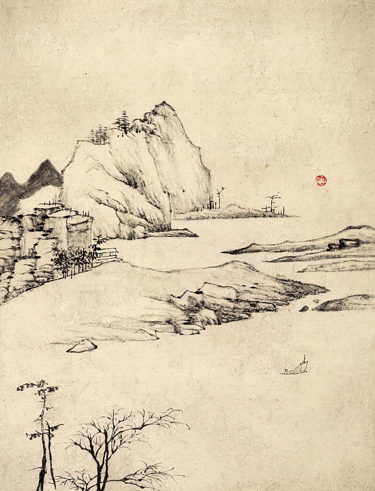 清代 弘仁 山水八开册页04 高清图下载