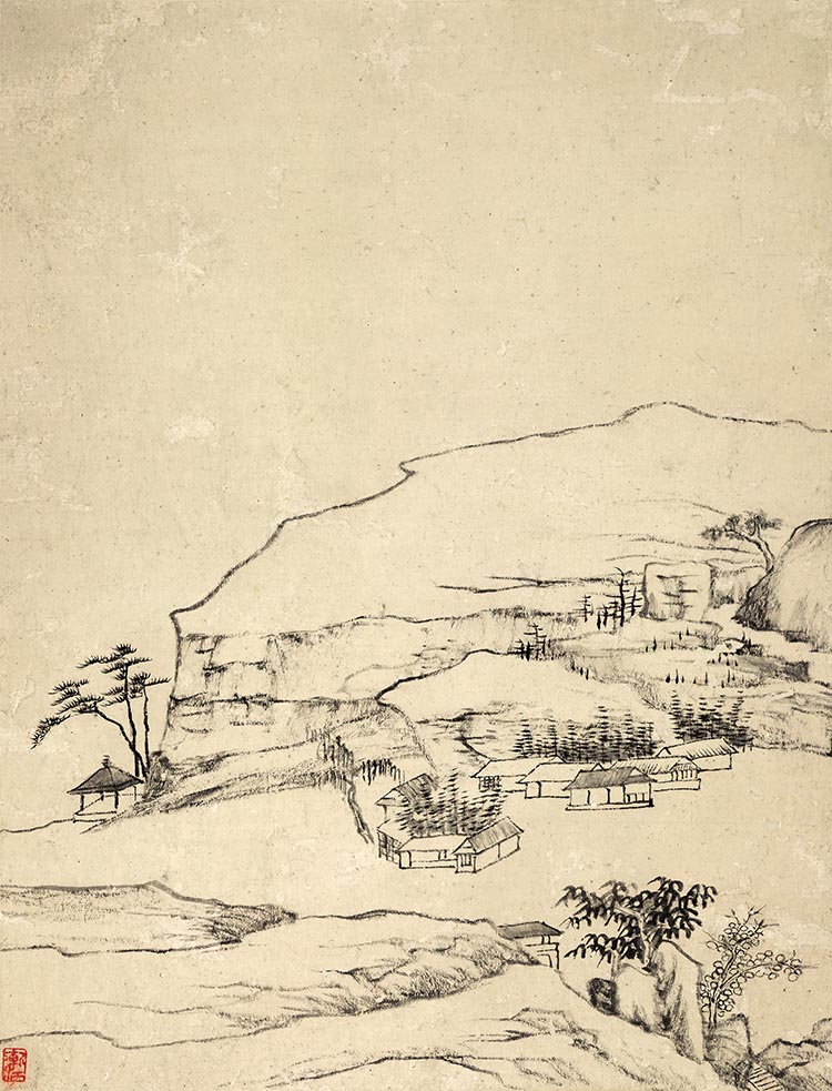 清代 弘仁 山水八开册页05 高清图下载